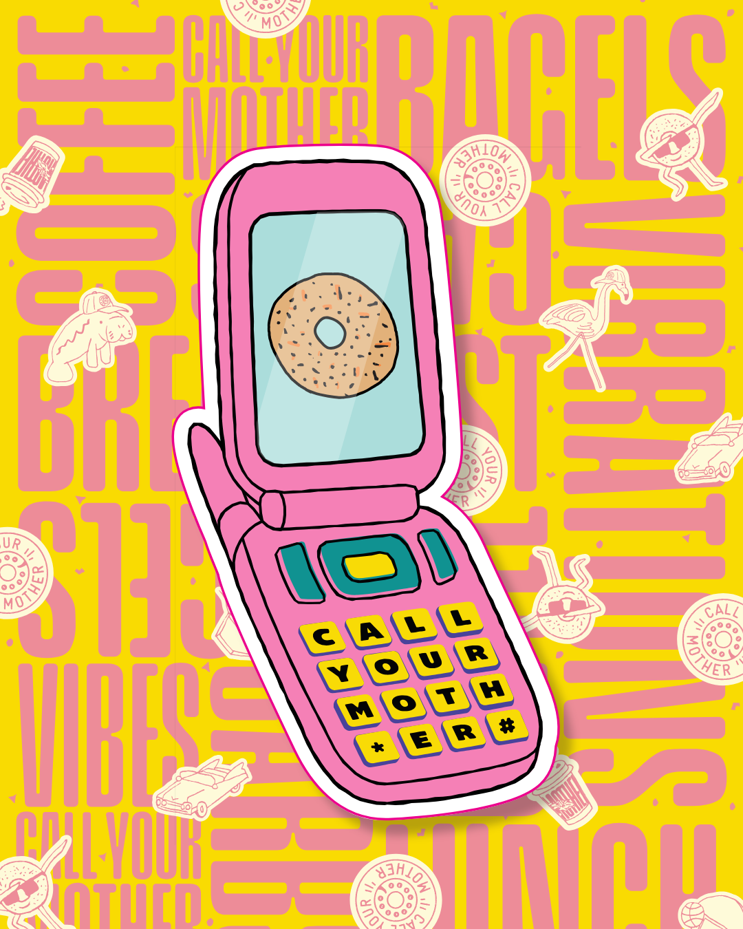 Call Me Back Flip Phone Sticker